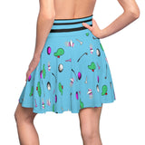Sky Blue Golf Pattern Women's Skirt