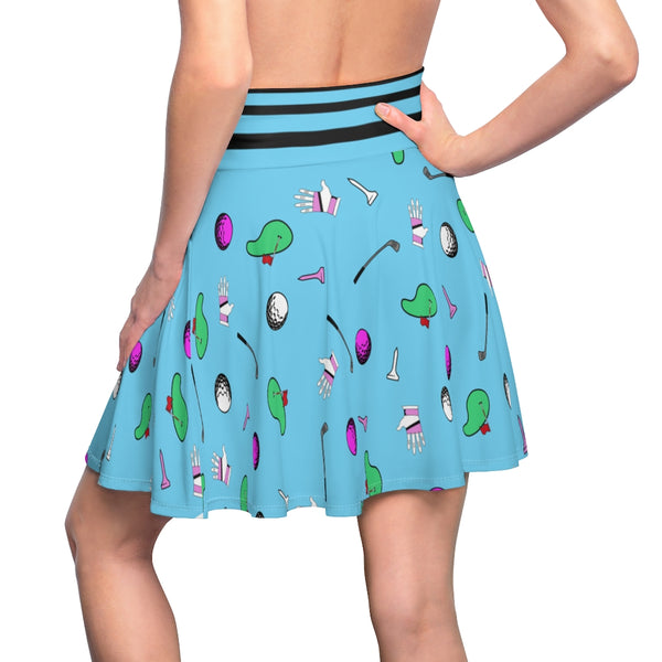 Sky Blue Golf Pattern Women's Skirt