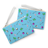 Sky Blue Golf Pattern Clutch Bag