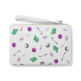 White Golf Pattern Clutch