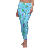 Comfy Sky Blue Golf Pattern Women's Casual Leggings