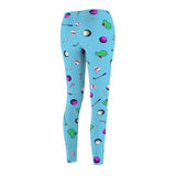 Comfy Sky Blue Golf Pattern Women's Casual Leggings