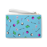 Sky Blue Golf Pattern Clutch Bag