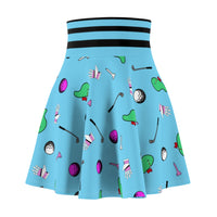 Sky Blue Golf Pattern Women's Skirt