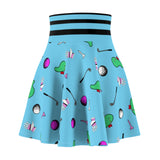 Sky Blue Golf Pattern Women's Skirt
