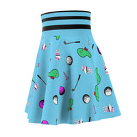 Sky Blue Golf Pattern Women's Skirt