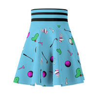 Sky Blue Golf Pattern Women's Skirt