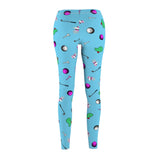 Comfy Sky Blue Golf Pattern Women's Casual Leggings