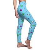 Comfy Sky Blue Golf Pattern Women's Casual Leggings