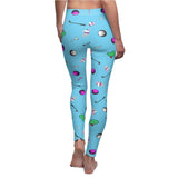 Comfy Sky Blue Golf Pattern Women's Casual Leggings