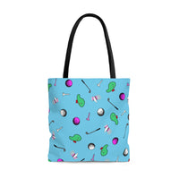 Sky Blue Golf Pattern Tote Bag