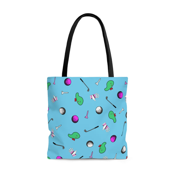 Sky Blue Golf Pattern Tote Bag