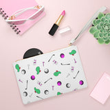 White Golf Pattern Clutch